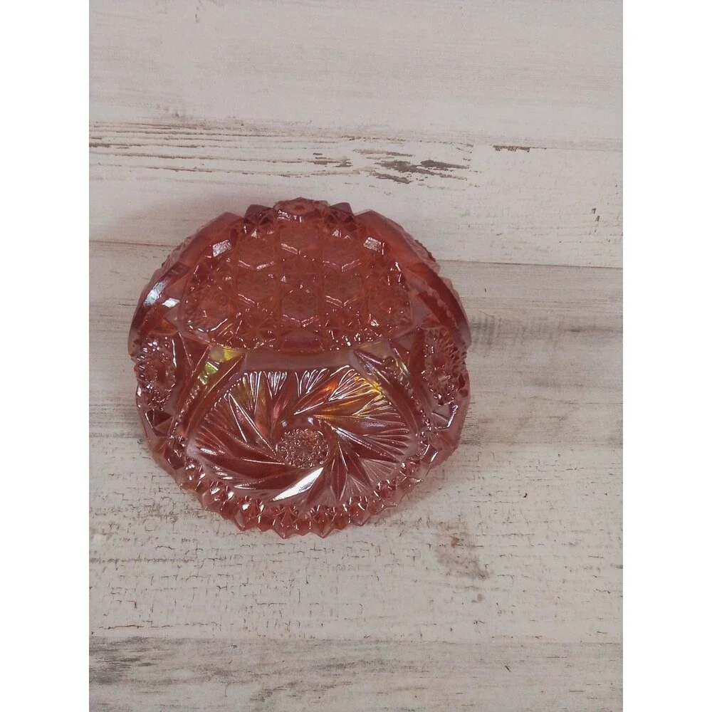 Vintage Pink Imperial Sawtooth Glass Carnival Glass Bowl